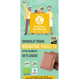 Chocolat vegan Cacao 43% – nougatine noisettes – 100g