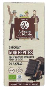 Chocolat bio noir aux pépites 70%,100g