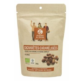 Cacahuètes Bio caramélisées enrobées d’un caramel au sucre complet – 200G